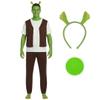 Ogre Costume with Green Face Paint and Ears view 1