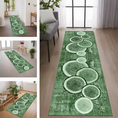 RGLXING Washable Non-Slip Rug Runner, 40 x 90 cm, Green and Black