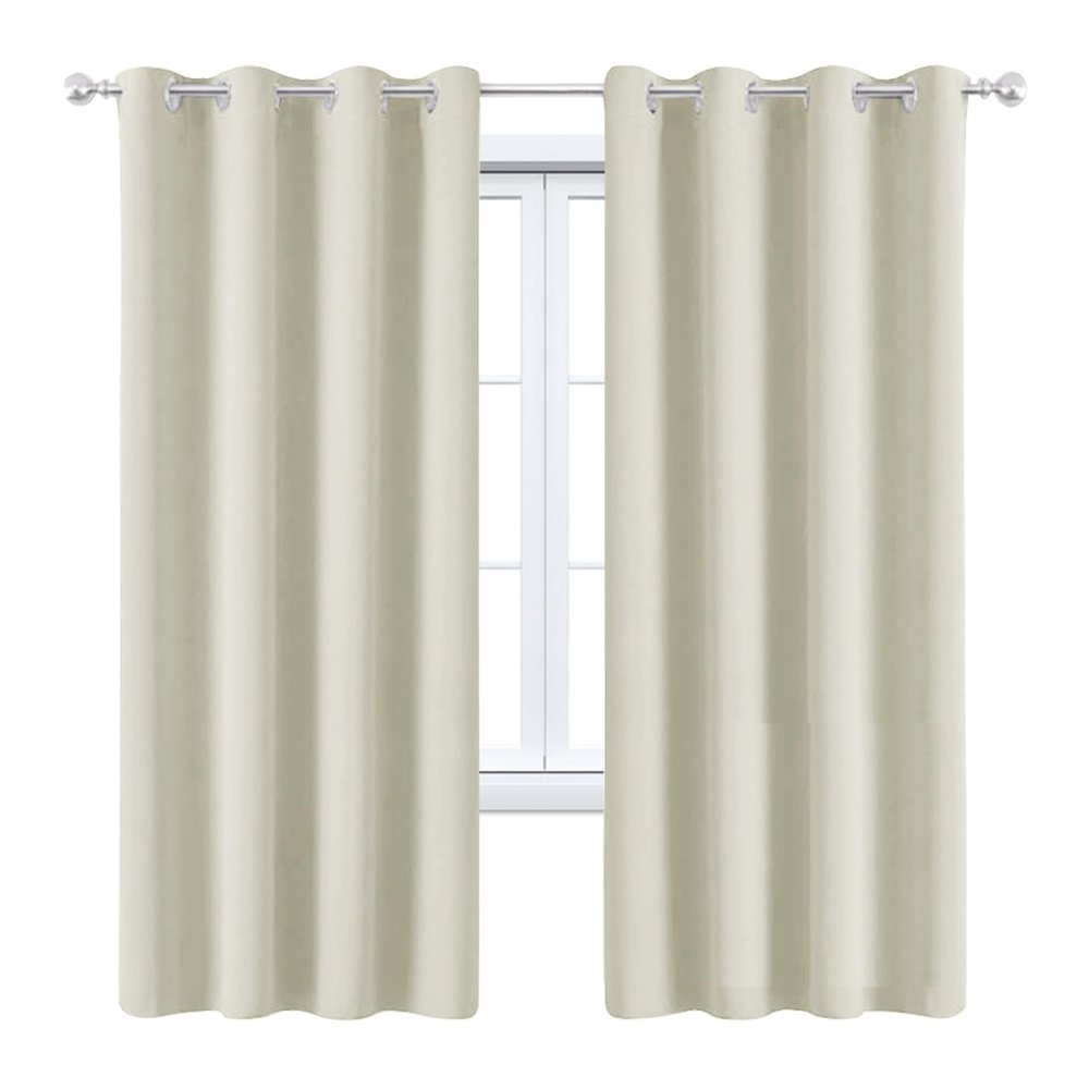 HANGEENGS 1-Panel Blackout Thermal Curtain with Grommets, Beige B, 215 x 140 cm (W x H)