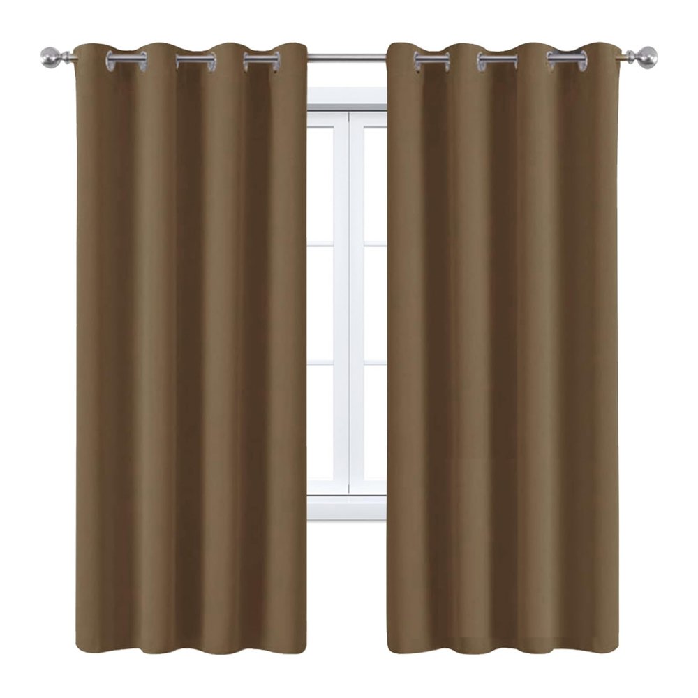 HANGEENGS 1-Pc. Blackout Thermal Curtain with Grommets, Brown, 305 x 245 cm (W x H)