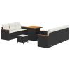 Gecheer 10-Piece Garden Sofa Set with Cushions, Black Poly Rattan and Acacia view 2