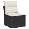Gecheer 10-Piece Garden Sofa Set with Cushions, Black Poly Rattan and Acacia view 4