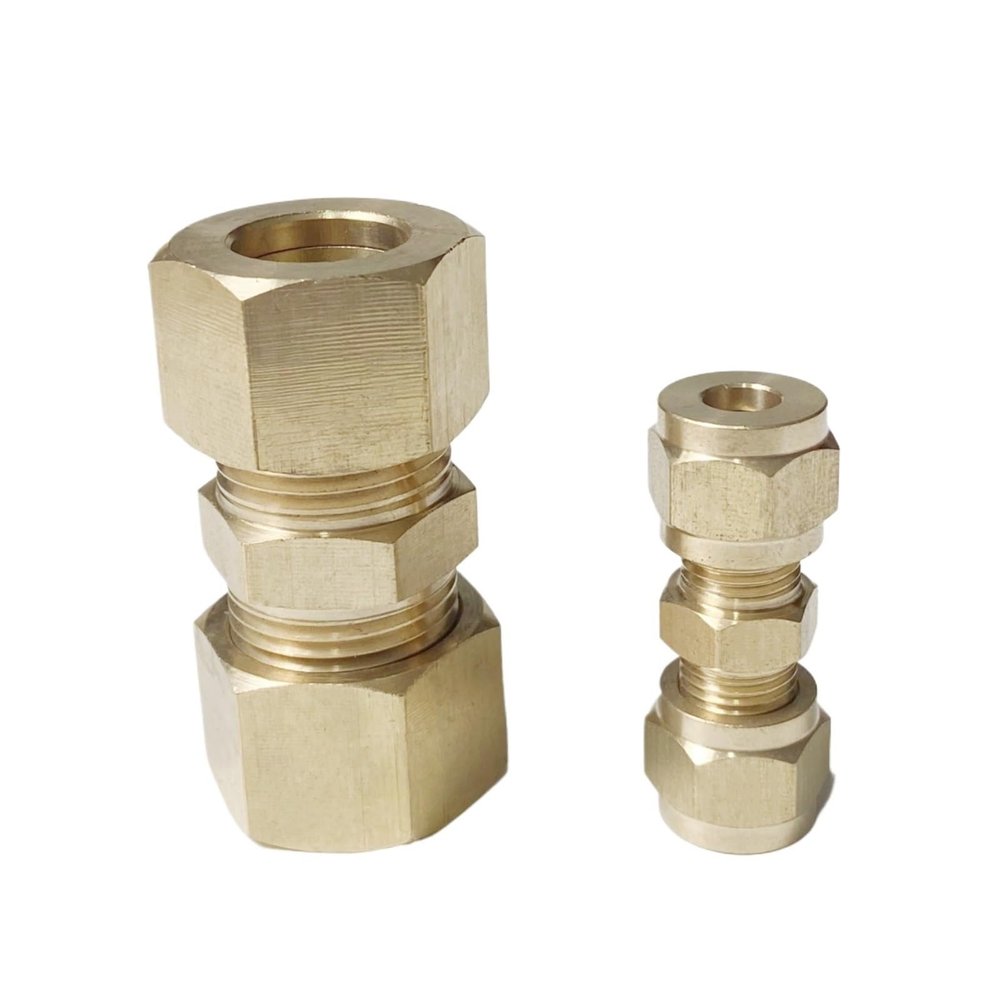 BYLSAGWHT 1-Piece Brass Compression Tube Fitting Coupler for 14 mm OD Tube