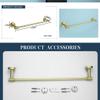Personalizable Brushed Gold Stainless Steel Bathroom Set, Wall-Mounted, 4-Piece Set C view 3