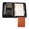 A5 Leather-Zipper Portfolio Folder with Refillable Notepad and Pen Holder, Brown view 1
