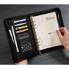 A5 Leather-Zipper Portfolio Folder with Refillable Notepad and Pen Holder, Brown view 2