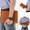 A5 Leather-Zipper Portfolio Folder with Refillable Notepad and Pen Holder, Brown view 3