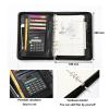 A5 Leather-Zipper Portfolio Folder with Refillable Notepad and Pen Holder, Brown view 4