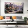 Generic Canvas Wall Art 80 x 50 cm, Dreamy Country House Print, Pink and Yellow, Unframed view 2