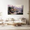 Generic Canvas Wall Art 80 x 50 cm, Dreamy Country House Print, Pink and Yellow, Unframed view 3