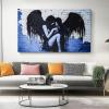 Generic Canvas Wall Art 100 x 60 cm, Abstract Pair of Wings, Blue and Black, Unframed view 2