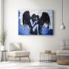 Generic Canvas Wall Art 100 x 60 cm, Abstract Pair of Wings, Blue and Black, Unframed view 4