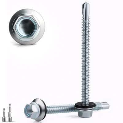 18 Trapezoidal Sheet Metal Screws 6.3 x 100 mm with Washers and 2 M10 Hex Socket Bits