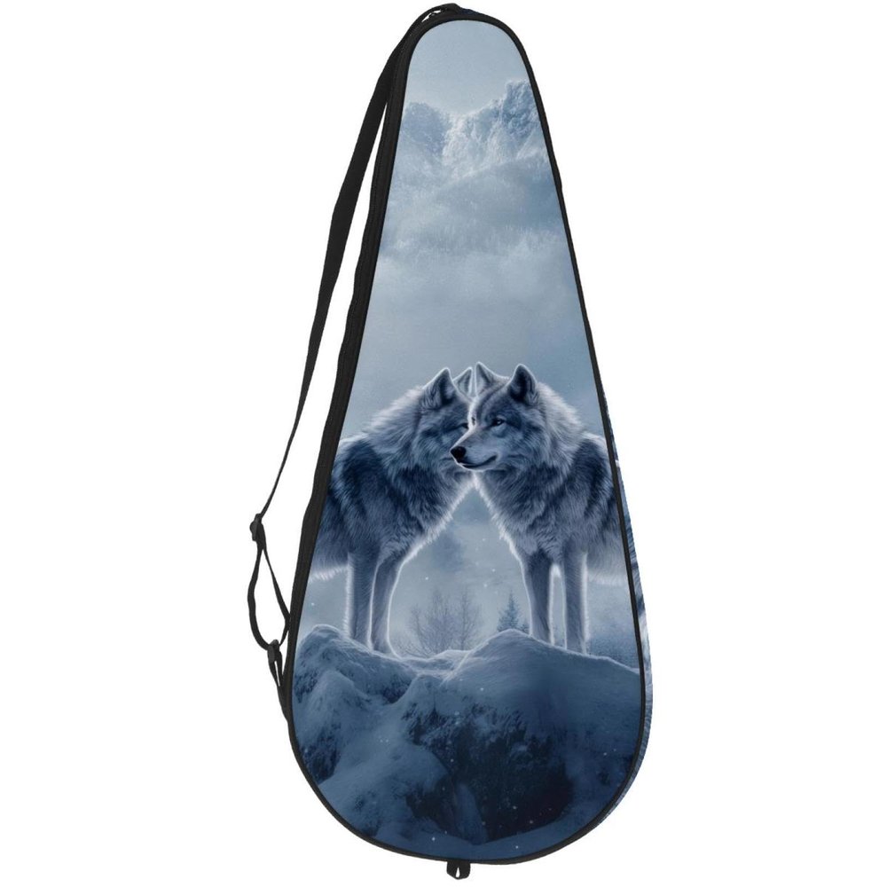 VAPOKF Two Wolf on Snow Mountain Top Tennis Racket Bag for 2 Rackets