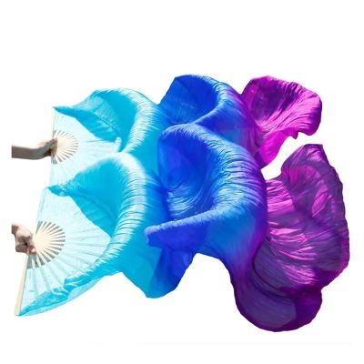 EYRMQWJPC Silk Fans for Belly Dancing, Imitation Silk, Handmade, Gradient, Color01, 1pc, Right Hand, 120cm