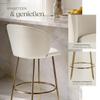 tectake Luana Velvet Bar Stools with Backrest, Cream/Gold, Set of 2 view 4