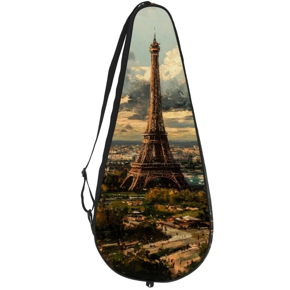 VAPOKF Eiffel Tower City Landscape Tennis Racket Bag, Holds up to 2 Rackets