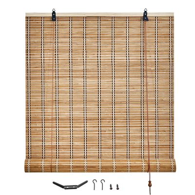 Sh000ad Bamboo Roller Blind, Retro Light-Filtering Sunshade and Privacy Blind, Cord-Operated, Customizable, 145 x 110 cm