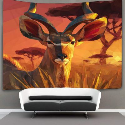 kaiyun 180 x 230 cm Kudu African Savanna 3D-Printed Tapestry Wall Art
