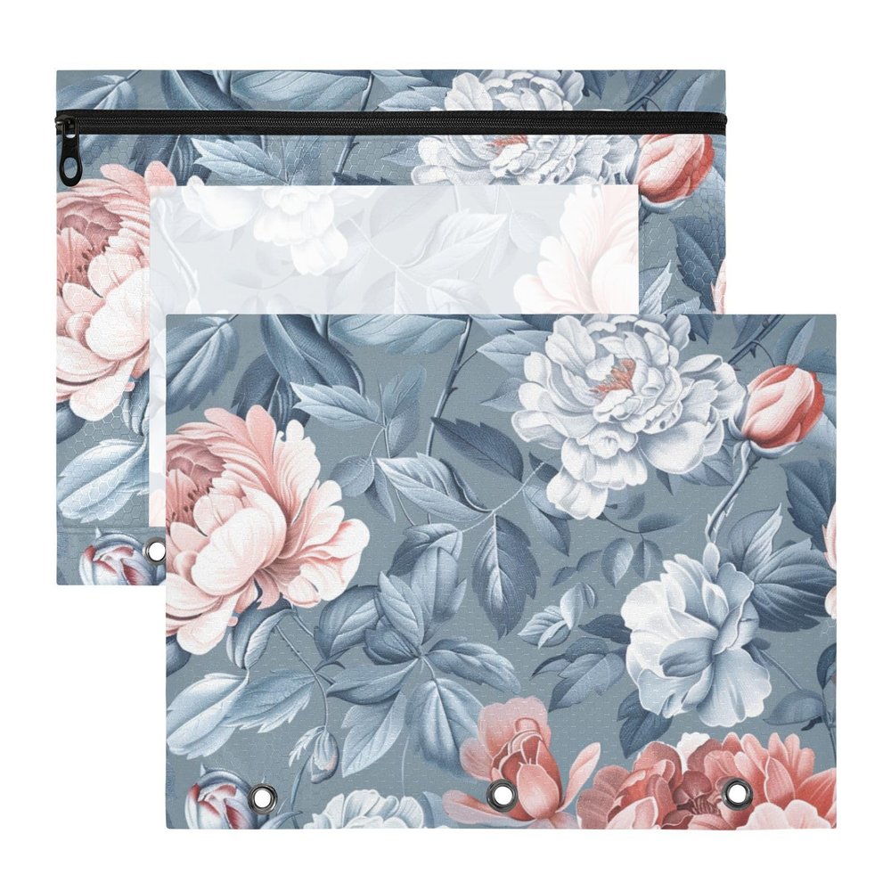 Amooorous Pencil Pouches, 3-Ring Binder Pouches, 2-Pack, Blue and Pink