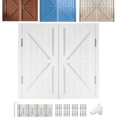 Wood Cafe Saloon Swinging Door, Solid Wood Double-Swing Door for Bar, Kitchen, Bathroom and Hallway, White, W 117 x H 90 cm