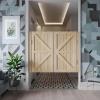 Wooden Interior Saloon Swinging Door, 70–150 cm Wide, 2 Doors, Natural, W 104 × H 90 cm view 1