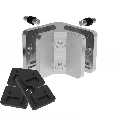 PRIOstahl 90° Corner Glass Clamp, V4A Stainless Steel, for 6 mm Glass, 53 × 45 × 25 mm