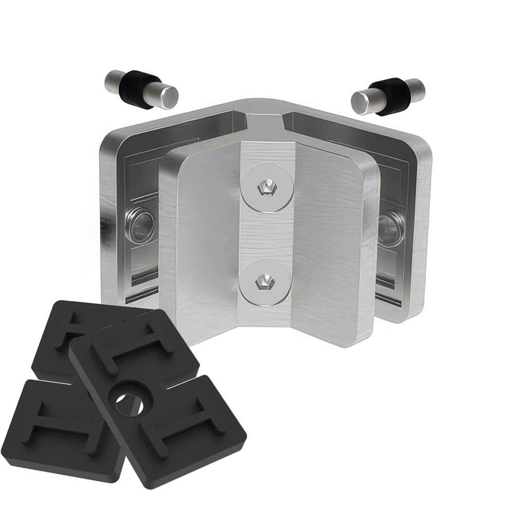 PRIOstahl 90° Corner Glass Clamp, V4A Stainless Steel, for 6 mm Glass, 53 × 45 × 25 mm