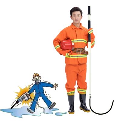 High-Voltage Insulated Rescue Hook Pole, Fiberglass, for 10 kV, 35 kV, 110 kV and 220 kV Power Plants