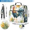 Quteprint Zippered Binder Bag with Rooster and Sunflower Design, 3.8 cm 3-Ring Binder, Multiple Pockets, 500-Sheet Capacity, Shoulder Strap and Handles view 4
