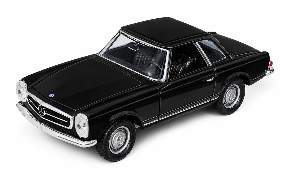 Mercedes-Benz 1963 230SL Die-Cast Model Car with Pull-Back Motor, Welly, Black