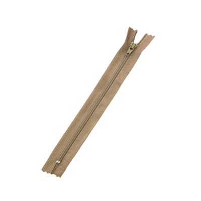 Fine 3 mm Nylon Coil Zipper, Non-Separating, Light Brown, 20 cm