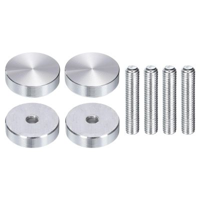 QUARKZMAN Round Aluminum Discs, Silver, M6 Thread, 25 mm, 4-Pack