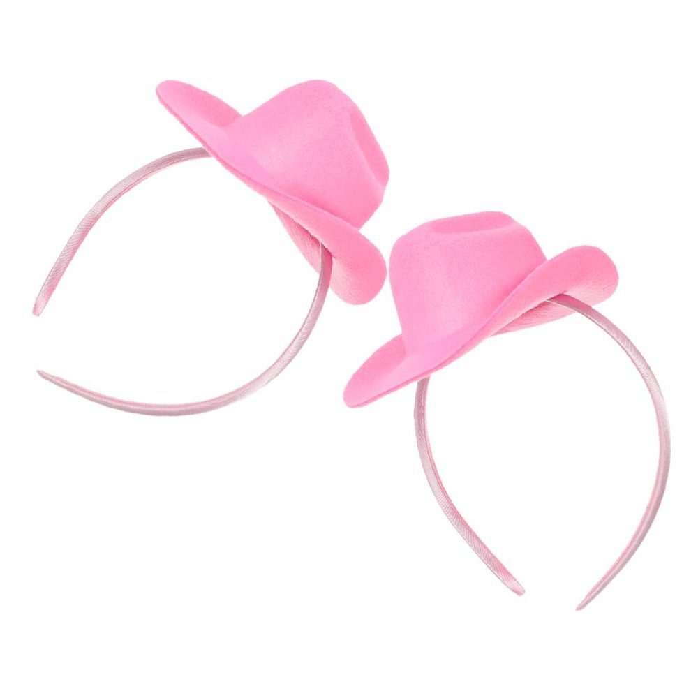 Homoyoyo 2-Piece Stylish Pink Cowboy Hat Headbands, Polyester, Dual-Use, Snug-Fit