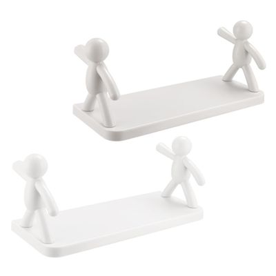 Healifty Wall-Mounted Shelves, 2 Pieces, White PP, for Bathroom
