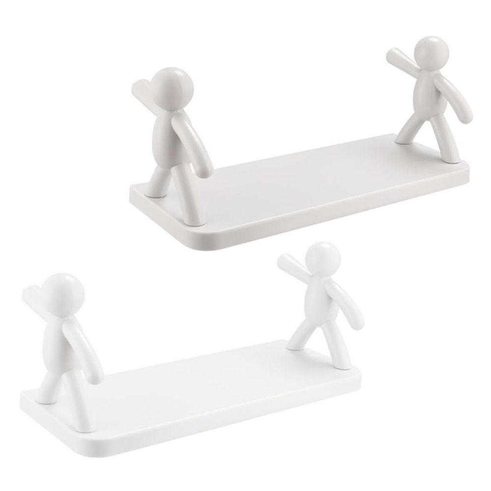 Healifty Wall-Mounted Shelves, 2 Pieces, White PP, for Bathroom