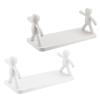 Healifty Wall-Mounted Shelves, 2 Pieces, White PP, for Bathroom view 1