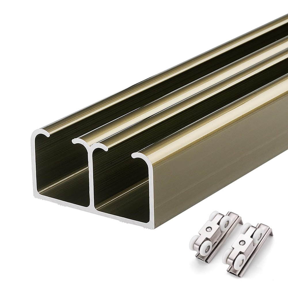 Sliding Door Hardware Kit, Double Rail, 90/180/300/400/500/600 cm, Commercial Pocket Door Track and Roller System