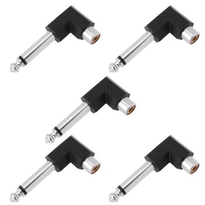 VGOL 5-Pack 6.3 mm Mono Jack Plug to RCA Female Adapters
