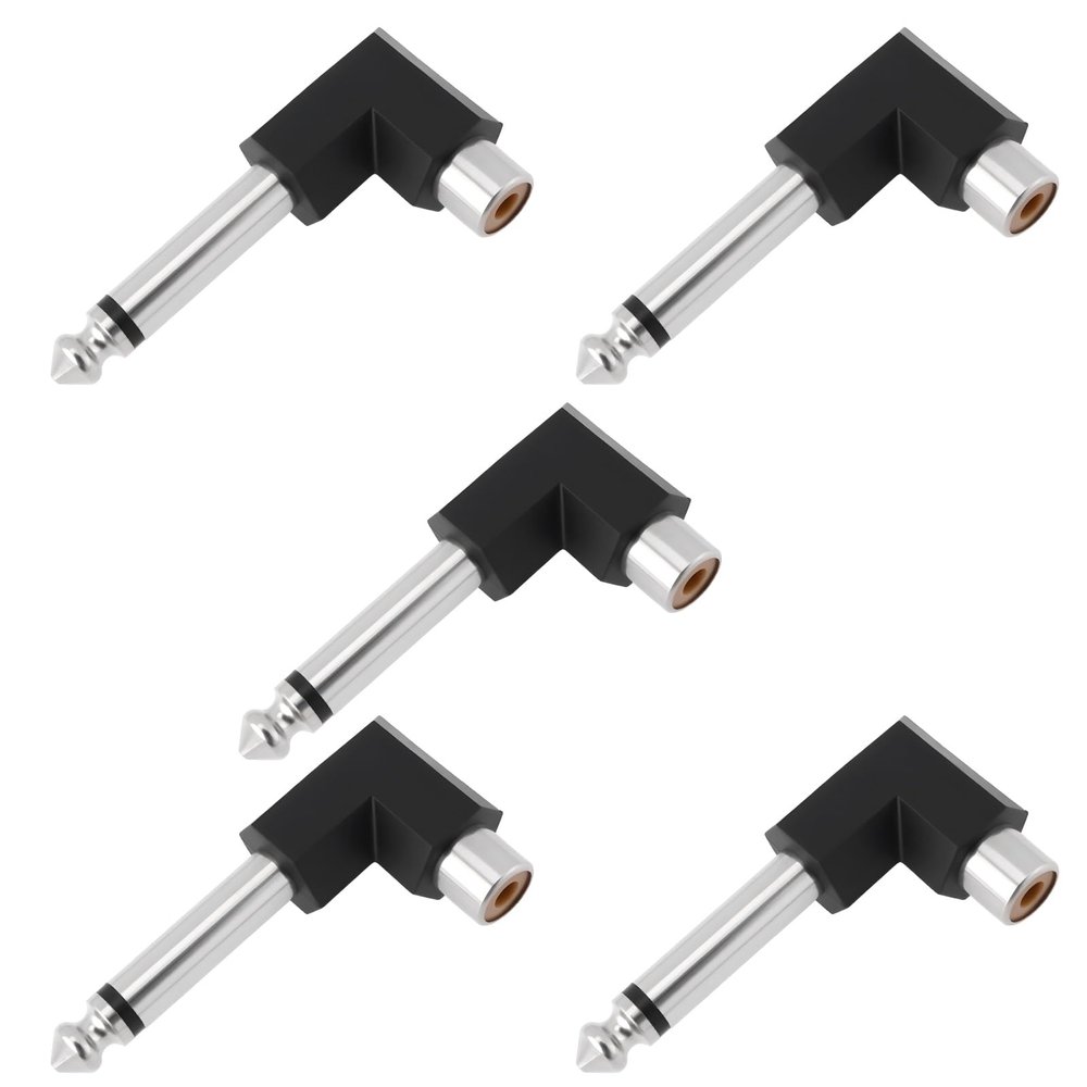 VGOL 5-Pack 6.3 mm Mono Jack Plug to RCA Female Adapters
