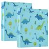 3-Ring Binder with Pockets, Cute Cartoon Dinosaurs, Blue-Green, D-Ring, 2-Pack view 1