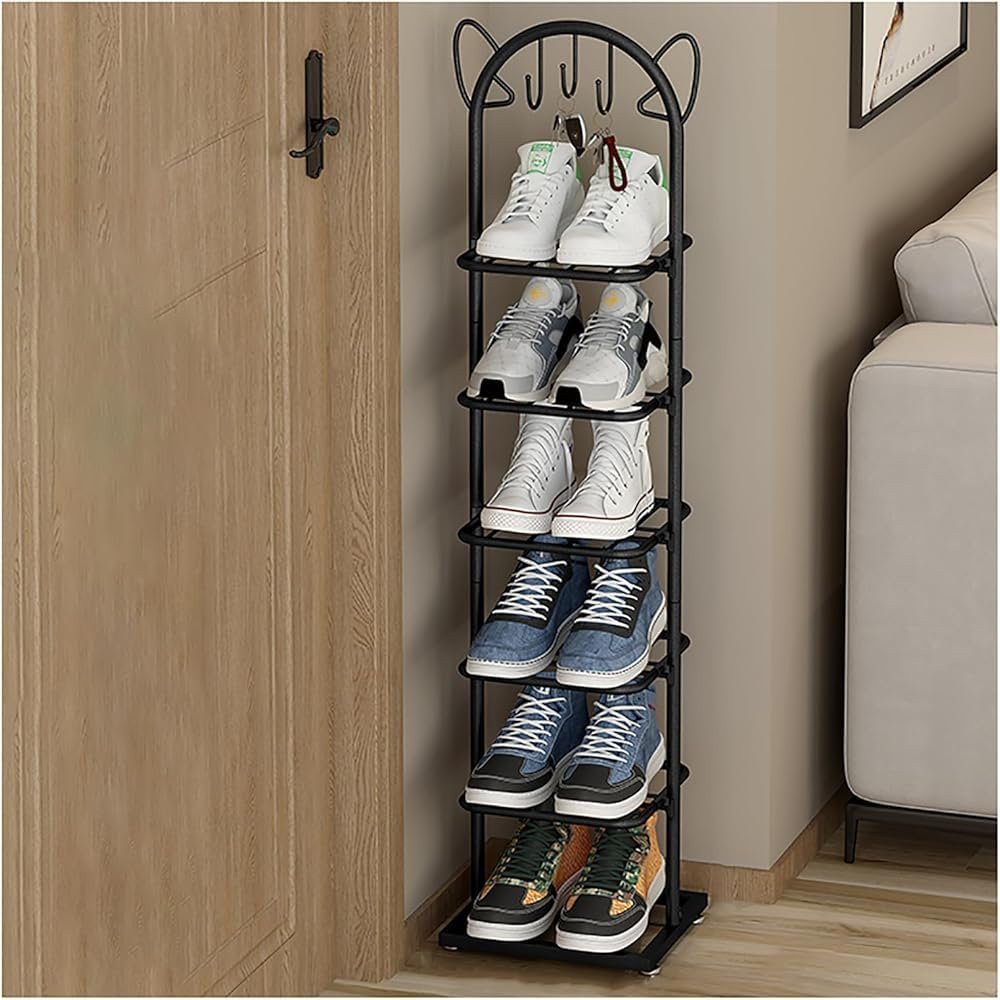 Slim 6-Tier Cat-Ear Metal Shoe Rack