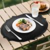 fanquare Set of 6 Black Oval Faux Leather Placemats, Retro, Waterproof, Heat-Resistant, Non-Slip, 43 x 29.5 cm view 2