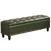 Vintage Tufted Upholstered Storage Bench, Shoe Bench with Solid Wood Legs for Living Room, Foyer, Hallway, Bedroom (Green, 39.37 in/100 cm) view 1