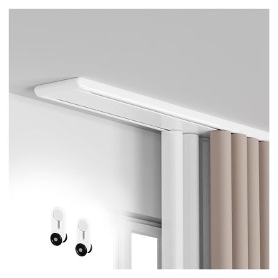 Double-Track Aluminum Ceiling Curtain Track, White, 160 cm (2 x 80 cm)