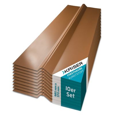 KAISER plastic Copper Ridge Cap for Corrugated Roof Sheets, Trapezoidal and Sinus 76/18, 37 x 98.5 cm, 10 pcs.