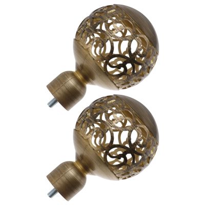 Elegant ABS Curtain Rod Finials, 2 Pieces, Gold