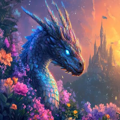Diamond Painting for Adults, 5D Dragon and Flower Paint by Numbers Kit for Children, DIY Full Drill Diamond Art Embroidery Accessory Set for Room Wall Decor, Gift, 90 x 180 cm, C-772