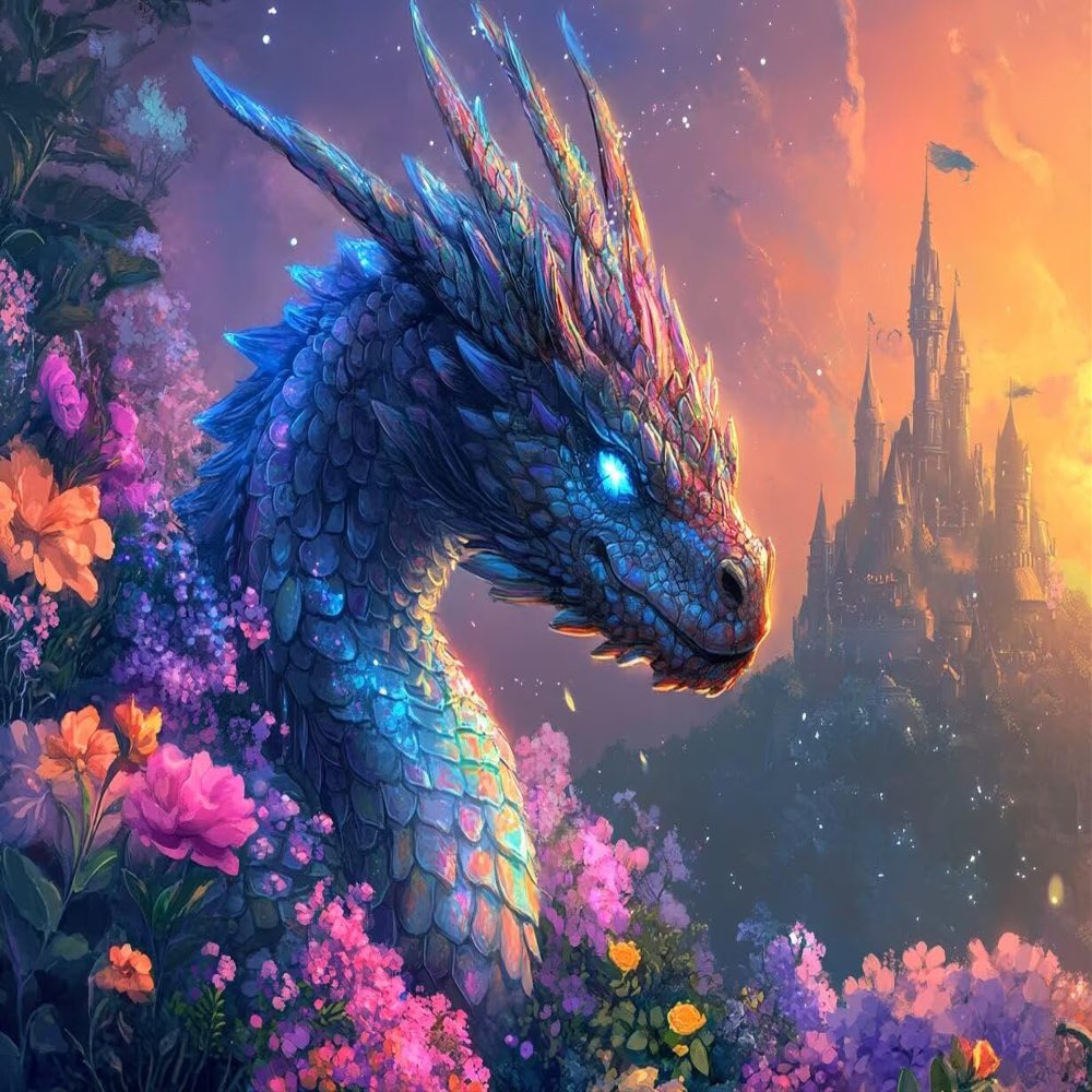 Diamond Painting for Adults, 5D Dragon and Flower Paint by Numbers Kit for Children, DIY Full Drill Diamond Art Embroidery Accessory Set for Room Wall Decor, Gift, 90 x 180 cm, C-772