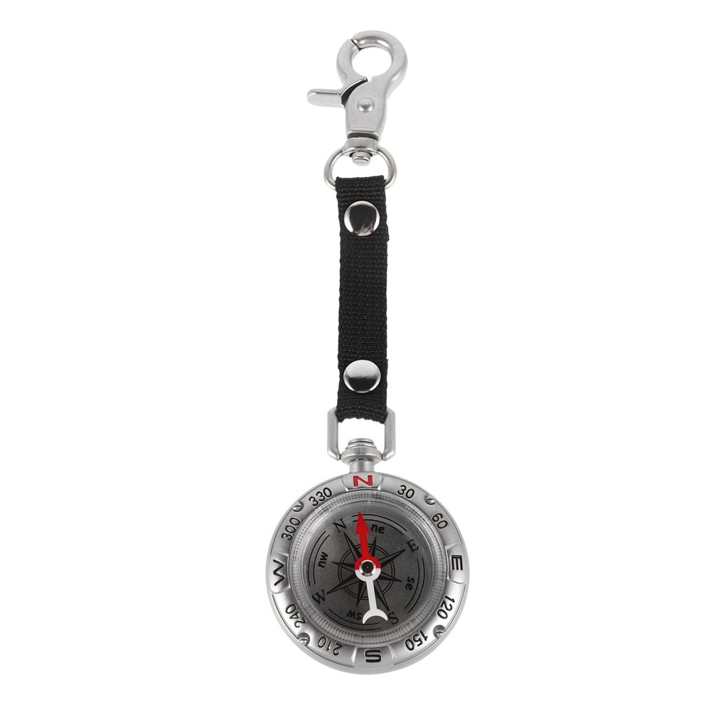 Toyvian Zinc Alloy Compass Keychain with Carabiner, Durable Outdoor Pocket Compass for Camping and Climbing